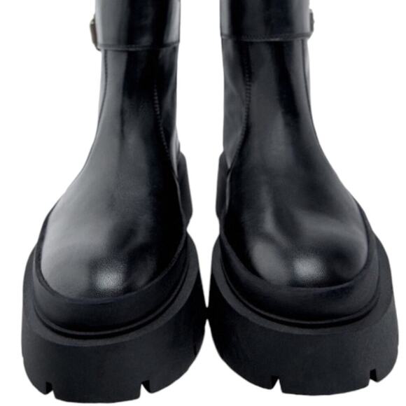 Zara Buckled Moto Goth Streetwear Lug SOLE Contemporary Boots Size 37 US 6.5 - Picture 5 of 16